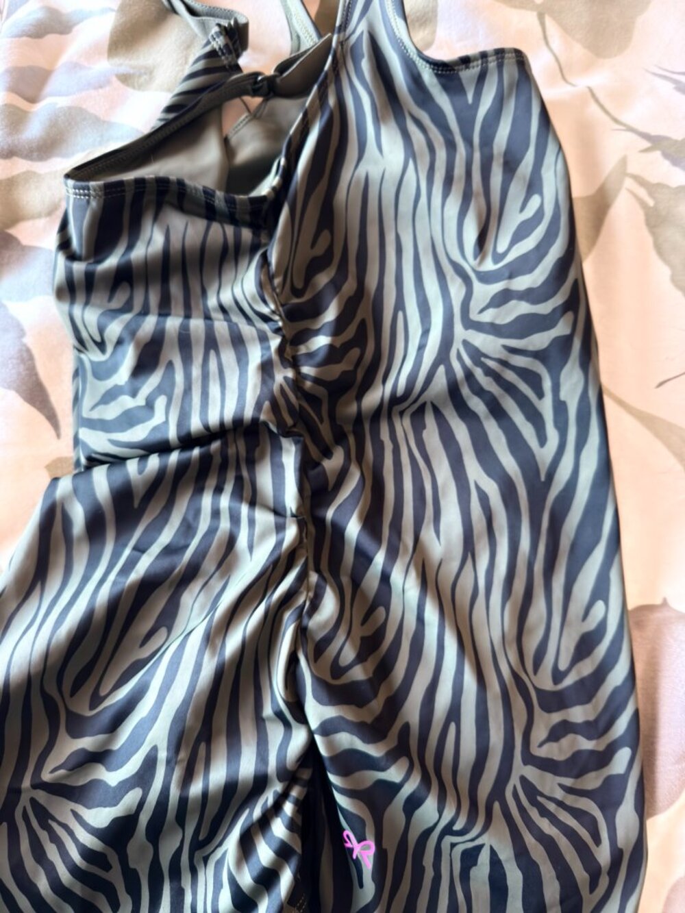 Ruby Ribbon Zebra Print Cami Shapewear Olive Green Black Racerback - Picture 3 of 3